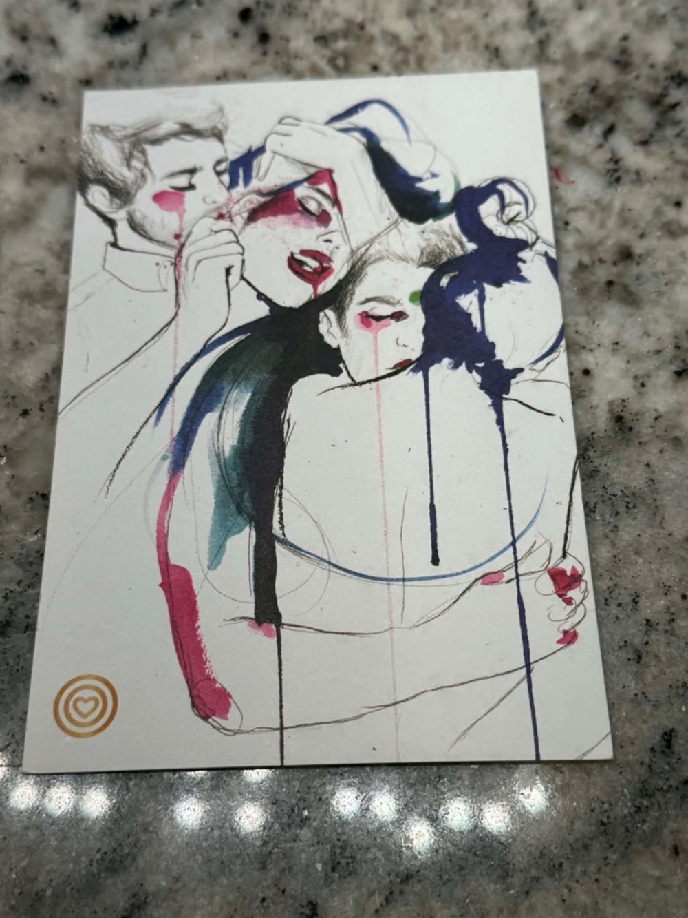 Abstract Watercolor post card Figures Art Print - Multi-Color